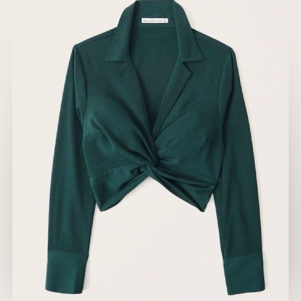 Abercrombie & Fitch | Collared Cropped Twist-Front Top | XXS
